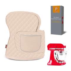 Stand Mixer Cover Compatible with KitchenAid 3.5-5 Quart Tilt-Head Mixer, Quilted Waterproof Appliance Dust Protector with Storage Pocket(Khaki)