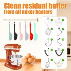 12-Inch Silicone Spatula Mixer Beater Scraper Compatible with KitchenAid Stand Mixer Attachments,Works on Flat Beaters, Whisks, Dough Hooks (Green)