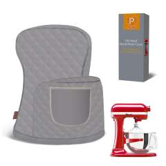 Stand Mixer Cover Compatible with KitchenAid 3.5-5 Quart Tilt-Head Mixer, Quilted Waterproof Appliance Dust Protector with Storage Pocket(Gery)