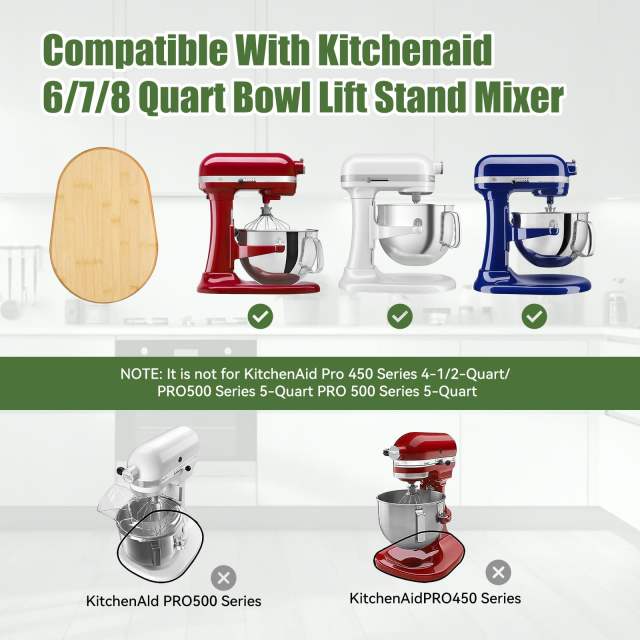 Bamboo Mixer Slider Compatible With Kitchenaid Stand Mixer,Easy-To-Move, Countertop-Protecting Mixer Accessories