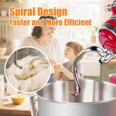 Stainless Steel Spiral Dough Hook Compatible with KitchenAid 4.5QT & 5QT Tilt-Head Stand Mixers, Versatile Spiral Design,Efficient Kneading, Dishwasher Safe
