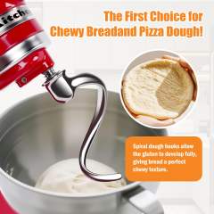 Stainless Steel Spiral Dough Hook Compatible with KitchenAid 4.5QT & 5QT Tilt-Head Stand Mixers, Versatile Spiral Design,Efficient Kneading, Dishwasher Safe
