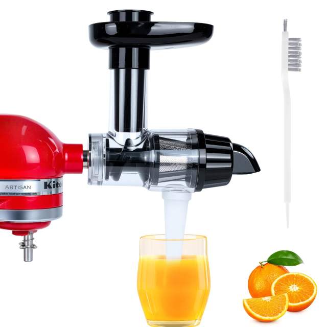 Masticating Juicer Attachment Compatible with KitchenAid Stand Mixers, Cold Press Juicer Accessory with Clean Brush, High Juice Yield