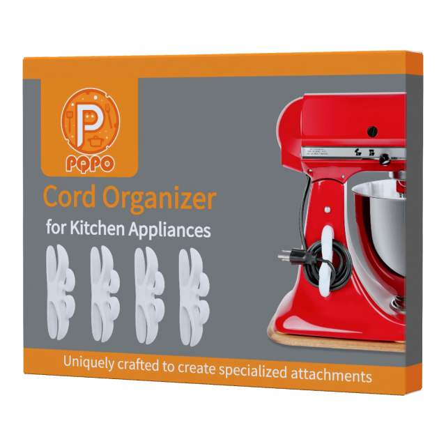4 Pack Cord Organizer for Kitchen Appliances, Stick On Appliance Wire Organizer Wire Wrapper for Kitchen Appliances Stand Mixers (Black)