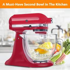 5 Quart Glass Mixing Bowls Compatible with 4.5&5 KitchenAid Stand Mixer,Allows Placing it in the Refrigerator