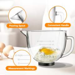 5 Quart Glass Mixing Bowls Compatible with 4.5&5 KitchenAid Stand Mixer,Allows Placing it in the Refrigerator