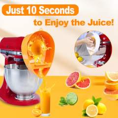 Juicer Attachment Compatible with KitchenAid Stand Mixer 3.5-8QT, Fits Most Tilt-Head & Bowl-Lift Models Including KSM150, KSM95, KSM3306, Citrus Juicer Accessory,Dishwasher Safe (Orange)