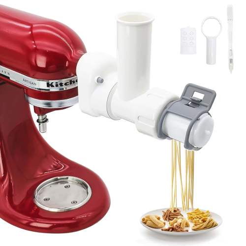 6-in-1 Pasta Maker Attachment Compatible with KitchenAid Stand Mixer, Pasta Press Machine with 6 Shapes (Spaghetti, Bucatini, Fusilli, Rigatoni, Macaroni), Extended Design