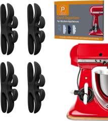 4 Pack Cord Organizer for Kitchen Appliances, Stick On Appliance Wire Organizer Wire Wrapper for Kitchen Appliances Stand Mixers (Black)