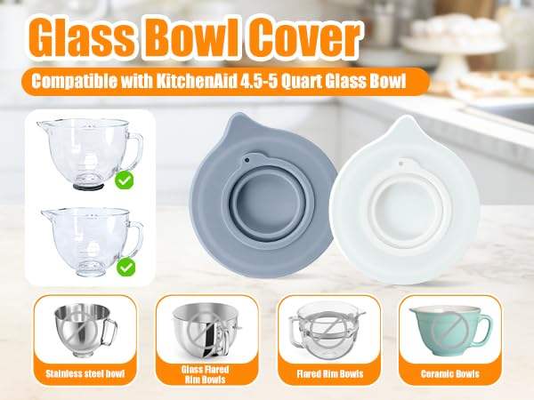 Replacement Bowl Compatible with KitchenAid K5GB 4.5-5-Quart Glass Bowl | Durable Splash Guard with Easy Pour Feature | Cost-Effective Mixer Accessory