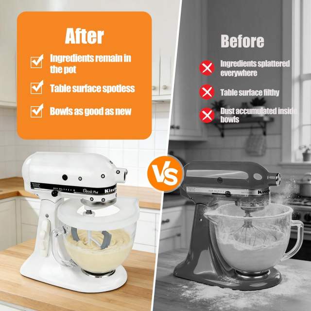 Replacement Bowl Compatible with KitchenAid K5GB 4.5-5-Quart Glass Bowl | Durable Splash Guard with Easy Pour Feature | Cost-Effective Mixer Accessory