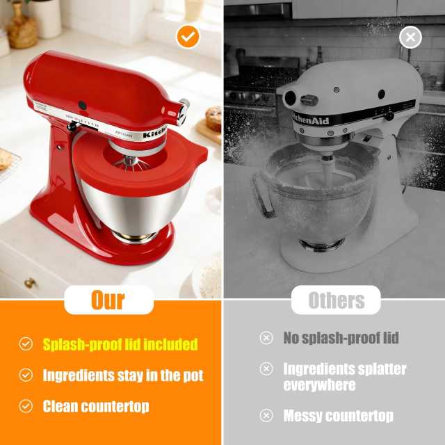 PQPO Silicone Liners Compatible with KitchenAid 4.5-5 Quart Tilt-Head mixer Bowl,2 Liners with Lids（White＋Black）