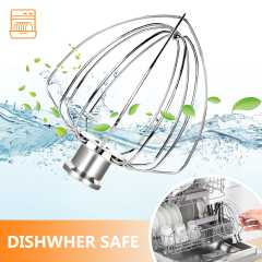 Upgraded Stainless Steel 6-Wire Whip Attachment Compatible with KitchenAid 6 Quart Bowl-Lift Stand Mixer,Dishwasher Safe