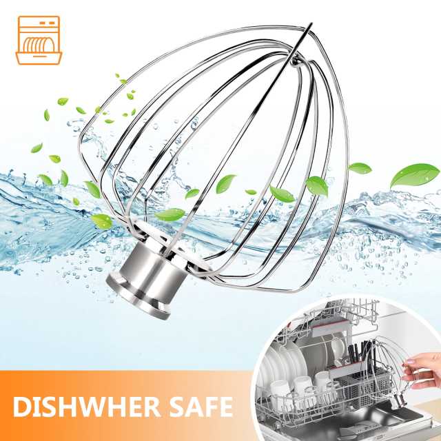 Upgraded Stainless Steel 6-Wire Whip Attachment Compatible with KitchenAid 6 Quart Bowl-Lift Stand Mixer,Dishwasher Safe