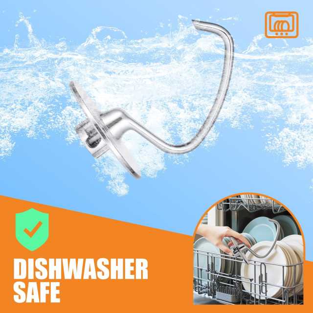 PQPO Stand Mixer Dough Hook Attachment Spiral Stainless Steel 1 Pack Compatible with KitchenAid 4.5-5 Quart Mixers