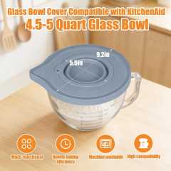 PQPO 5 Qt Clear Glass Mixing Bowl With Sealing Lid, Stand Mixer Replacement Bowl With Handle & Measuring Marks