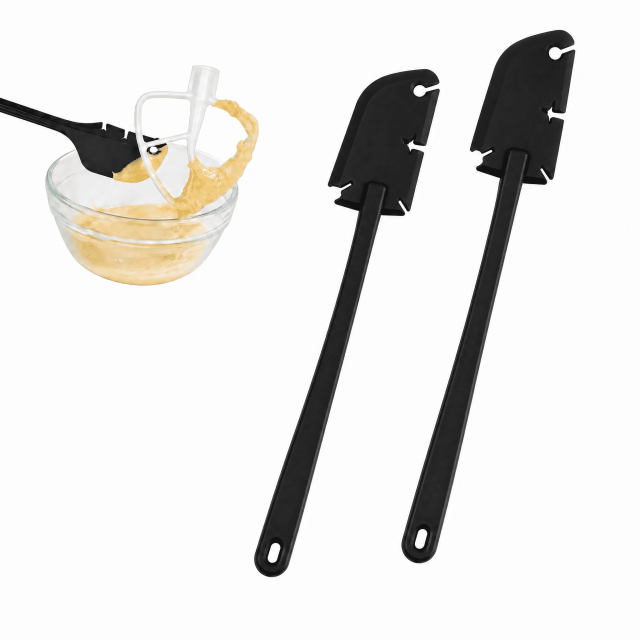 2 Pack Stand Mixer Bowl Scraper Spatula, Food?Safe Silicone Baking Scraper for Removing Residue From Mixer Attachments(Black)