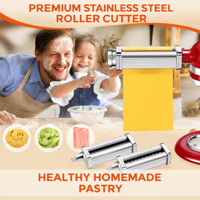 PQPO 3-Piece Pasta Maker Attachments Compatible with KitchenAid Stand Mixers
