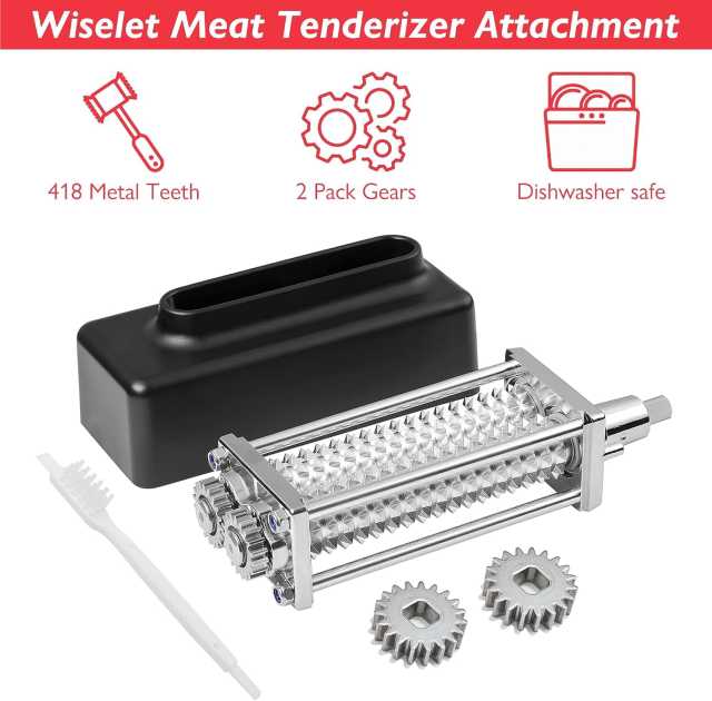 PQPO Meat Tenderizer Attachment for KitchenAid Stand Mixers, Heavy Duty Metal Tenderizer for Steak Pork Lamb Venison, Dishwasher Safe, Black