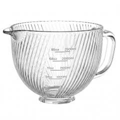 Glass Mixing Bowl Compatible with KitchenAid 4.5-5 Quart Tilt-Head Stand Mixers, Textured Anti-Slip Replacement Bowl with Measurement Marks, Handle & Pour Spout(Xietiaowen)