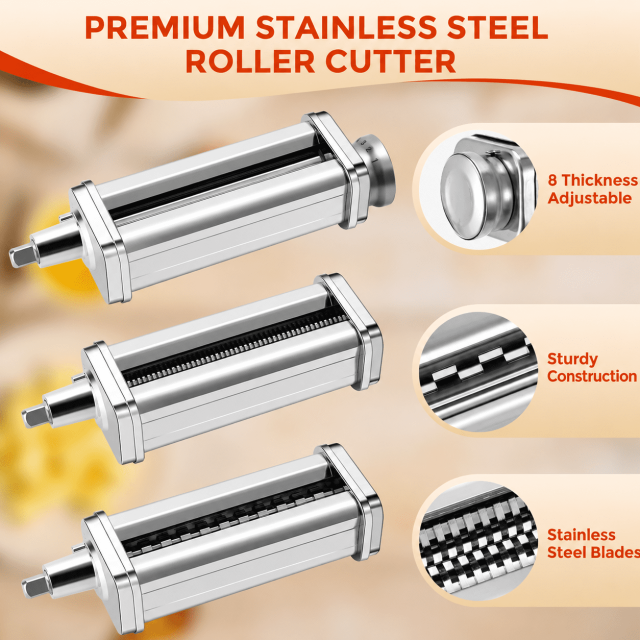 PQPO 3-Piece Pasta Maker Attachments Compatible with KitchenAid Stand Mixers
