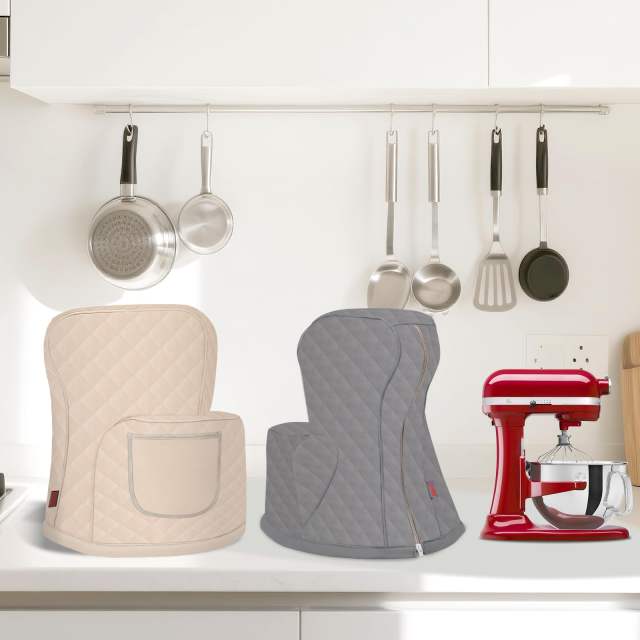 PQPO Stand Mixer Cover For TiKitchenAid 6-8 Quart Bowl-Lift Mixer, Quilted Waterproof Appliance Dust Protector with Storage Pocket