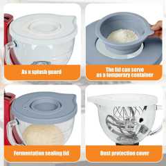 PQPO 5 Qt Clear Glass Mixing Bowl With Sealing Lid, Stand Mixer Replacement Bowl With Handle & Measuring Marks