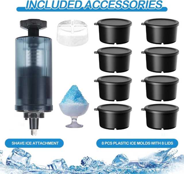 PQPO Shaved Ice Attachment for KitchenAid Stand Mixer, Snow Cone Machine with 8 Reusable Ice Molds, Ice Shaver for Fluffy Snow-Like Texture, Fits All KA Mixers