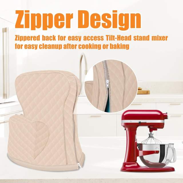 PQPO Stand Mixer Cover for Kitchenaid Bowl-Lift Mixer White with Storage Bag 1-Count