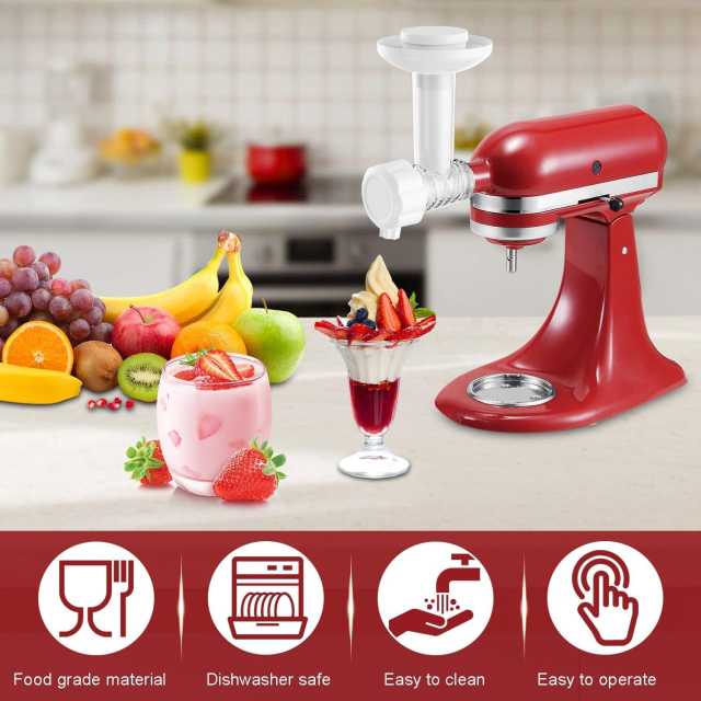 PQPO Ice Cream Maker Attachment for KitchenAid Stand Mixers, Dairy Free Frozen Fruit Soft Serve Machine, Compatible with KitchenAid & Cuisinart, for Yogurt/Gelato