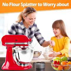 PQPO Pouring Shield Compatible KitchenAid Tilt Head 4.5-5Quart Mixer,Fully Enclosed Foldable Lid Mixer Bowl Cover