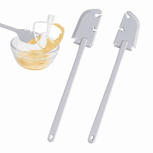 2 Pack Stand Mixer Bowl Scraper Spatula, Food?Safe Silicone Baking Scraper for Removing Residue From Mixer Attachments(Gray)