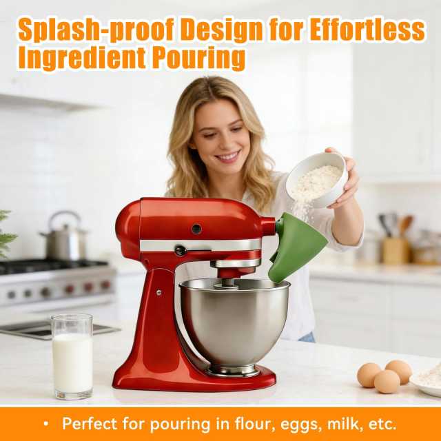 PQPO Flour Funnel Pouring Chute Accessory Compatible with KitchenAid Artisan 5QT Tilt-Head Stand Mixer