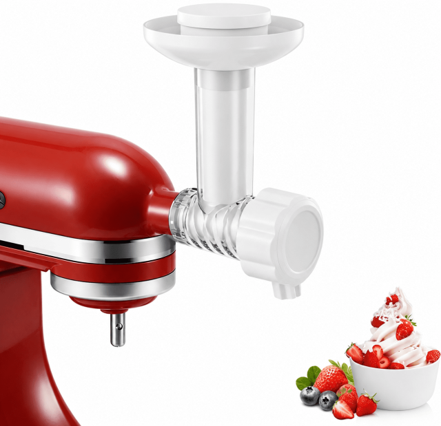 PQPO Ice Cream Maker Attachment for KitchenAid Stand Mixers, Dairy Free Frozen Fruit Soft Serve Machine, Compatible with KitchenAid & Cuisinart, for Yogurt/Gelato