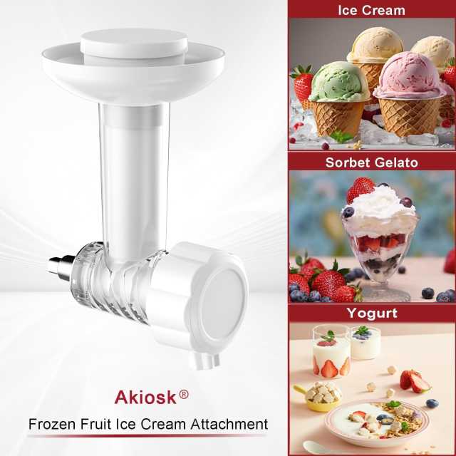 PQPO Ice Cream Maker Attachment for KitchenAid Stand Mixers, Dairy Free Frozen Fruit Soft Serve Machine, Compatible with KitchenAid & Cuisinart, for Yogurt/Gelato