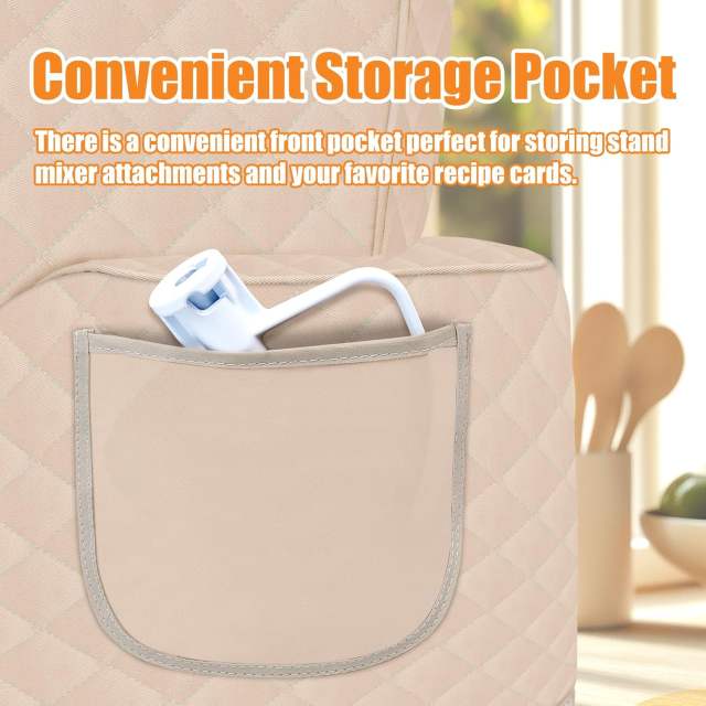PQPO Stand Mixer Cover for Kitchenaid Bowl-Lift Mixer White with Storage Bag 1-Count