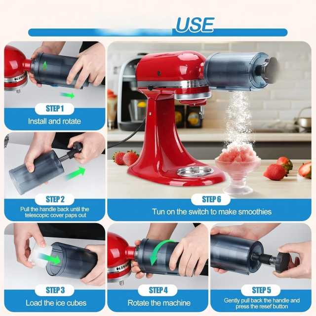 PQPO Shaved Ice Attachment for KitchenAid Stand Mixer, Snow Cone Machine with 8 Reusable Ice Molds, Ice Shaver for Fluffy Snow-Like Texture, Fits All KA Mixers
