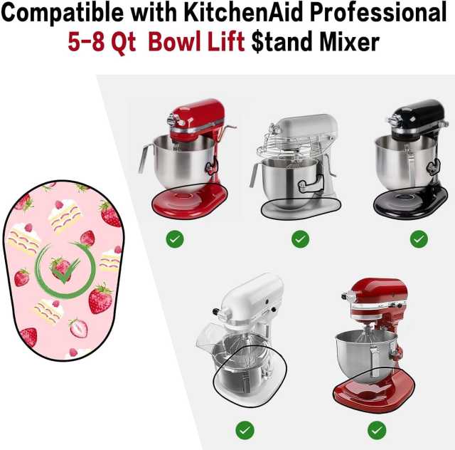 Sliding Mat Compatible with KitchenAid 6/7/8 Quart Bowl-Lift Stand Mixer