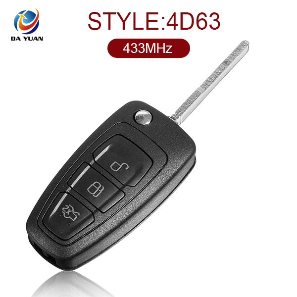 AK018034 for Ford Focus  Fiesta Keyless Entry Fob Flip Key 3 Button 433MHz 4D63 With HU101 Blade