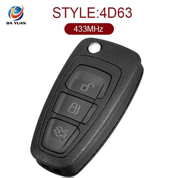 AK018034 for Ford Focus  Fiesta Keyless Entry Fob Flip Key 3 Button 433MHz 4D63 With HU101 Blade