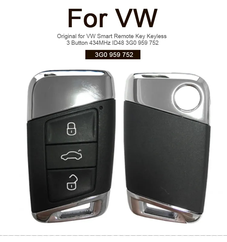 AK001084 Original for VW Magotan Smart Remote Key Keyless 3 Button 434MHz ID48 3G0 959 752