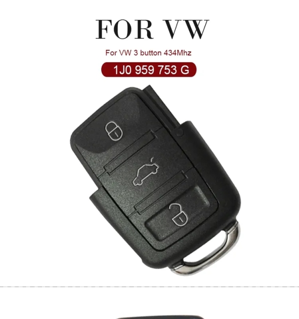 AK001074 for VW Flip Key 3 Button 434MHz 1J0 959 753 G