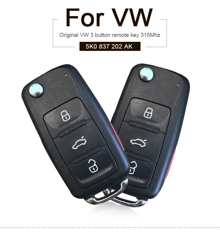 AK001075 for VW Flip Remote Key 3 Button 315MHz ID48 5K0 837 202 AK