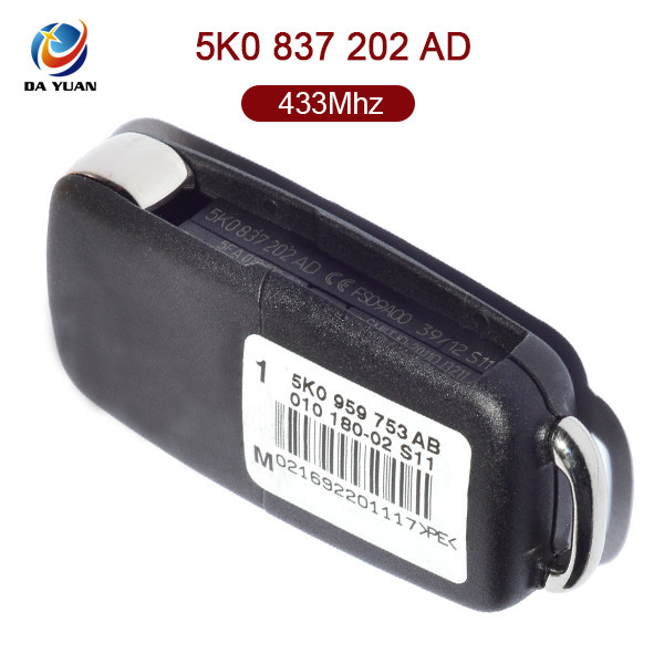AK001052 for VW Folding Remote Key 3 Button 434MHz ID48 5K0 837 202 AD