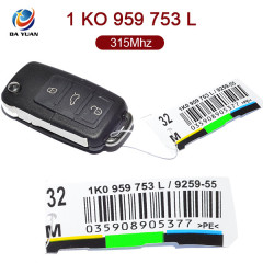 AK001058 for VW Flip Key 3 Button 315MHz ID48 1K0 959 753 L