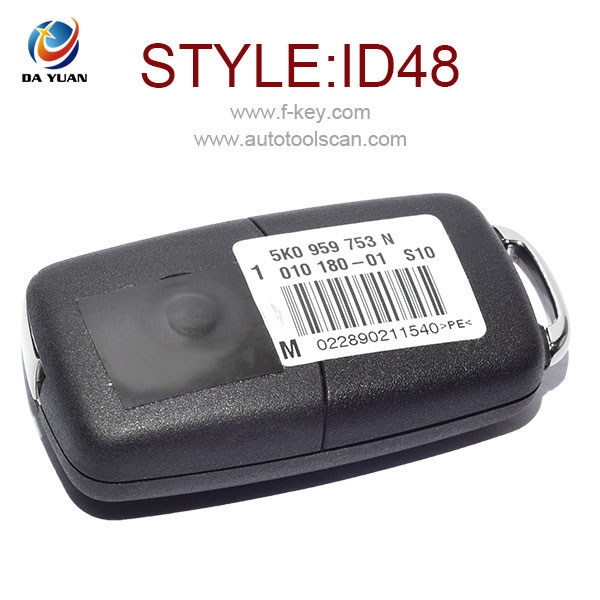 AK001036 for VW Golf Jetta ETC Flip Key 3 Button 434MHz ID48 5K0 837 202 Q