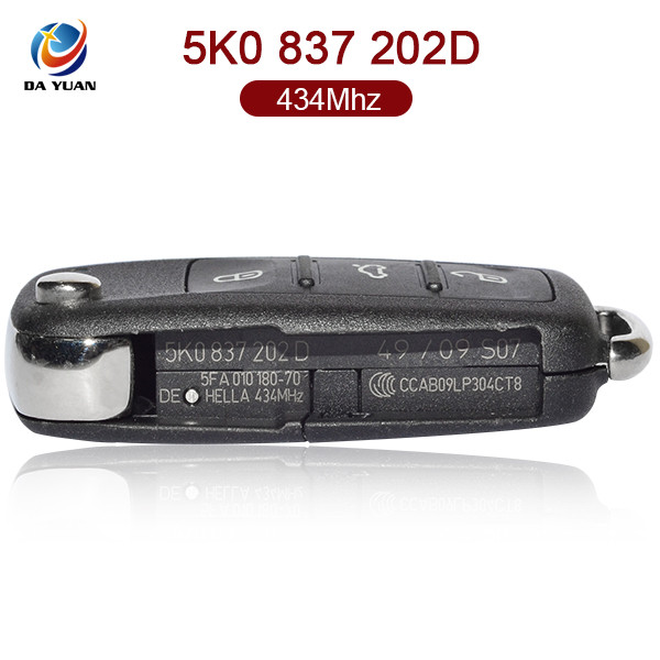 AK001066 for VW Flip Key 3 Button 434MHZ ID48 5K0 837 202 D