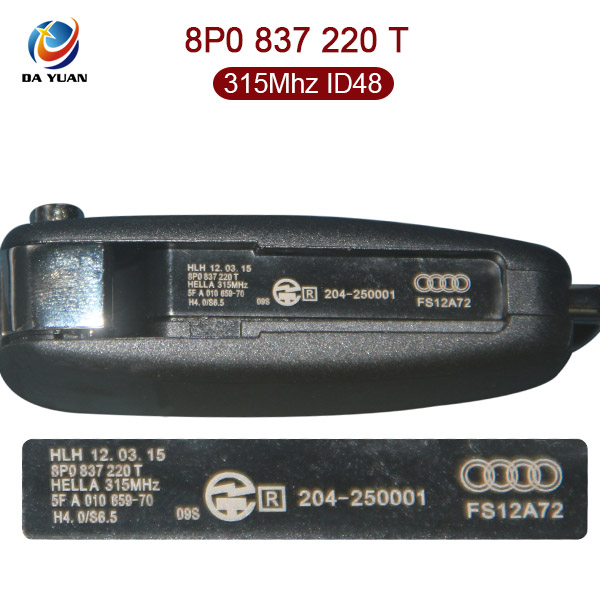AK008056 For Audi 3 Button Flip key 315MHZ ID48 8P0 837 220 T