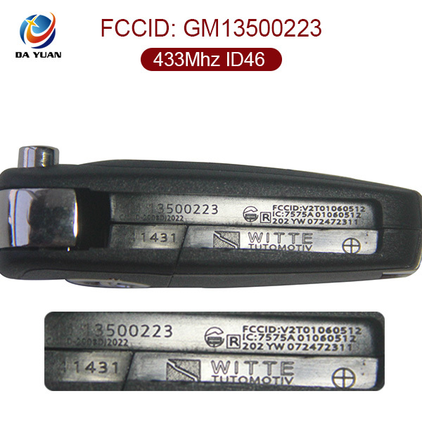 AK028023 for Opel 4 button Flip remote control key 433mhz ID46 GM13500223