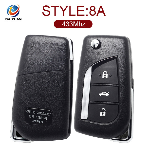 AK007094 for Toyota Carola Flip Remote Key 3Button 433MHz 8A Chip